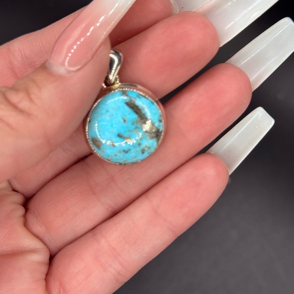 Turquoise Gemstone 925 Silver Pendant - Picture 1 of 5